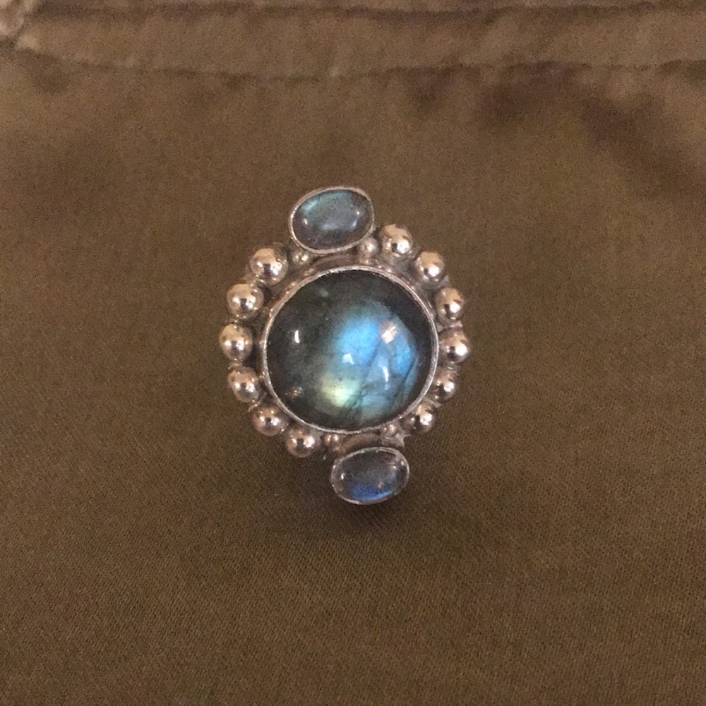 Labradorite Three Stone Ring-Size 6.75